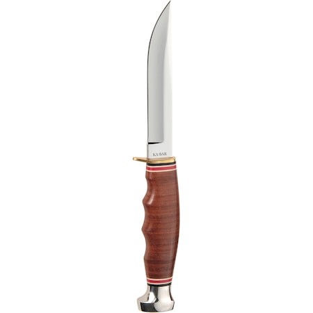 Ka-Bar Knives 2024 Ka-Bar Hunter-Stacked Leather Handle, Brown Leather Sheath KAB-1232